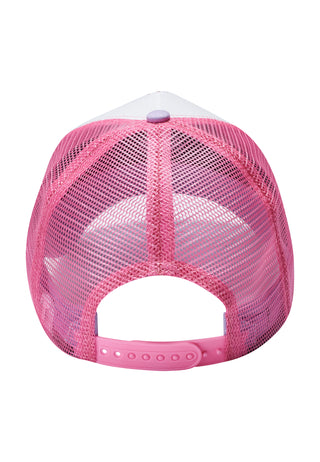 Unisex Nyc Twill Front Mesh Trucker Cap - White/Pink