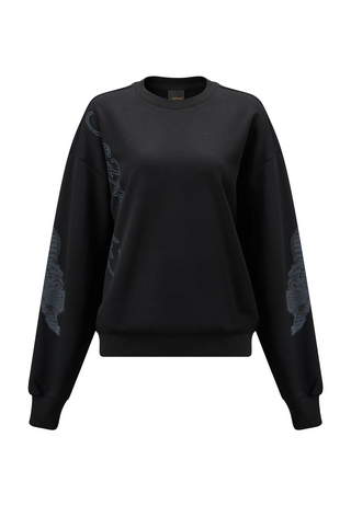 Womens Tiger-Free Graphic Relaxed Crew Neck Sweatshirt - Black