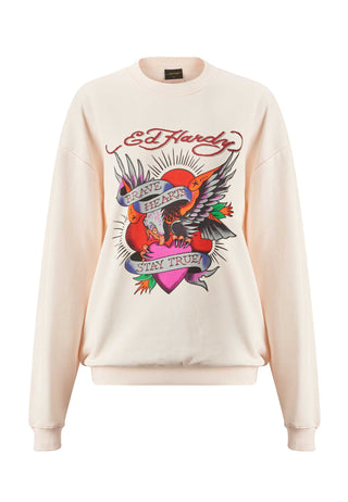 Damska bluza Brave Heart z grafiką i okrągłym dekoltem - różowa