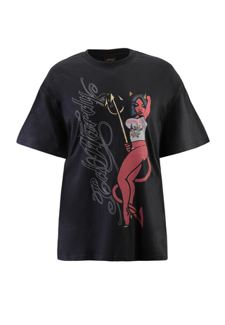 Dames Devil In Details Relaxed T-shirttopje - Zwart