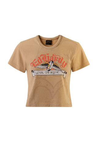 Live To Ride Baby-T-Shirt-Oberteil für Damen – Braun