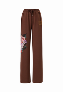 Womens Love Hard Relaxed Sweat Pants Trousers - Brown
