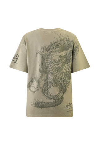 Mono Fireball Dragon T-skjorte topp for kvinner - Grønn