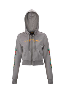 Only Live Once cropped hoodie voor dames - grijs