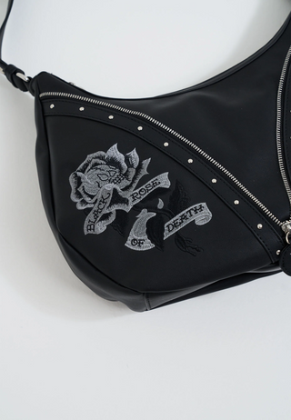 Womens Pantha Pin Shoulder Bag - Black