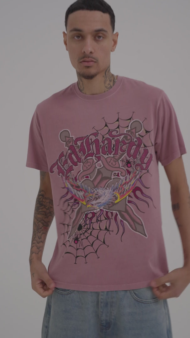 Mens Gothic Lightning Eagle Diamante T-Shirt - Pink – Ed Hardy Europe