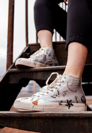 DOODLE HIGH TOP SNEAKERS - SILVER