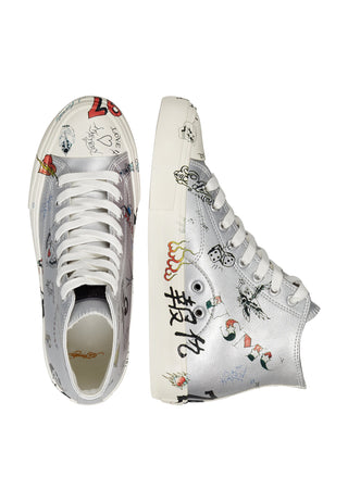  DOODLE HIGH TOP SNEAKERS - SILVER