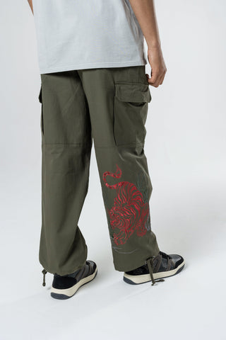 Miesten Jungle Tiger Cargo Pants -housut - oliivi