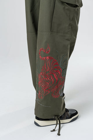 Męskie spodnie bojówki Jungle Tiger - oliwkowe