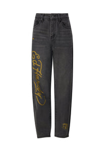 Dames Born-Wild Relaxed Fit Denim Broek Jeans - Zwart