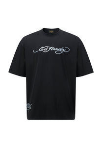 Męski T-shirt z motywem smoków z tyłu – czarny