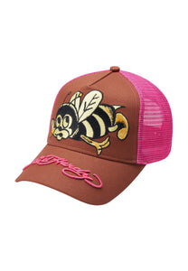 Unisex Ed-Busy-Bee Twill Front Mesh Trucker Cap - Brun