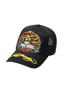 Cappellino trucker unisex in rete frontale in twill Roar-Diamond - nero