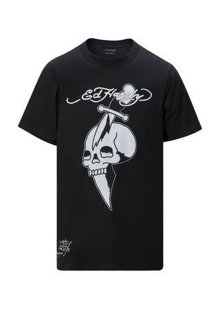 Mens Skull-Blade Tonal T-Shirt - Black