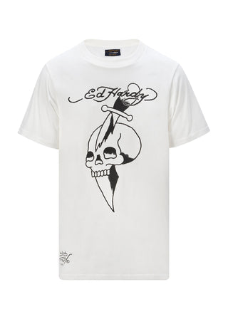 Herre Skull-Blade Tonal T-Shirt - Hvid