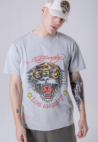 Camiseta masculina Tiger-Vintage Roar - Cinza