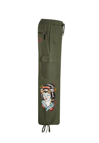 Damskie spodnie cargo Tokyo Geisha - oliwkowe