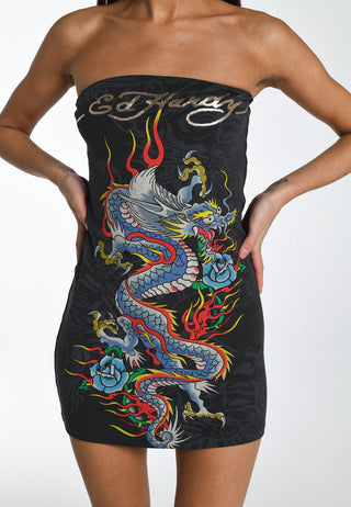 Damska sukienka typu bandeau Crawling-Dragon - grafitowa