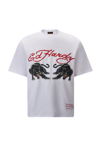 Herren Double-Panther T-Shirt – Weiß