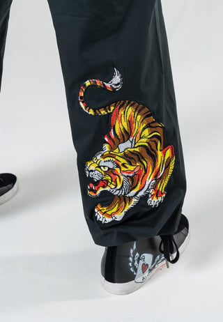 Heren dubbele tijger cargobroek broek - zwart