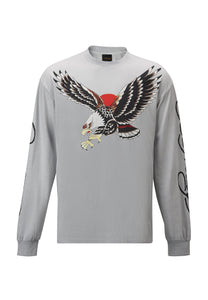 Mens Eagle-Japan Long Sleeve T-Shirt - Grey