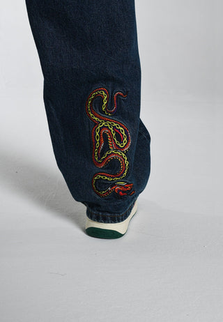 Herre Flamer-Snake Baggy Jeans - Indigo