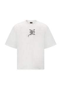 Herre Flaming-Devil Oversize T-shirt - Hvid