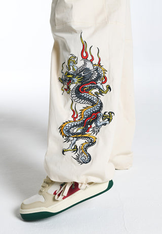 Damskie spodnie bojówki Flaming Dragon - ecru
