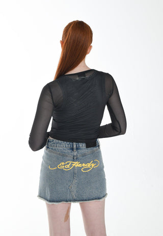 Camiseta de manga larga de malla para mujer Geisha-Girl - Negro
