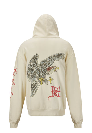 Heren hoodie met Golden Eagle-rits - wit