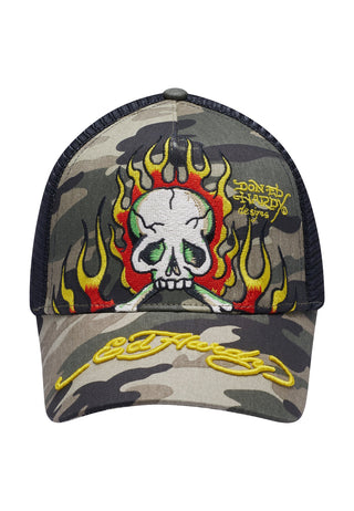 Unisex Hell-Fire Twill Front Mesh Trucker Cap – Schwarz