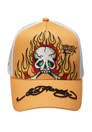 Unisex Hell-Fire Twill Front Mesh Trucker Cap - Oranje