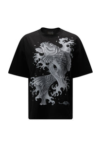 Dam Jumping-Koi Oversize T-shirt - Svart