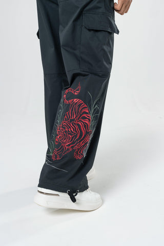 Herre Jungle Tiger Cargo Pants Bukser - Sort