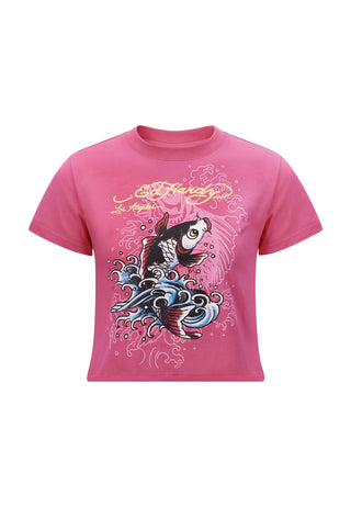 Koi Wave Baby T-skjorte for kvinner - Rosa