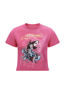 Damska koszulka dziecięca Koi Wave - różowa