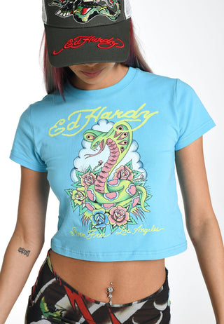 T-shirt corta da donna con grafica La-Cobra - Blu