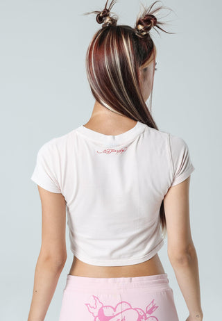 La-Roar-Tiger Kurz geschnittenes Baby-T-Shirt für Damen – Rosa