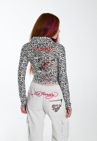 Dame Love-Is-Mystery Mesh Zebra Print Skjorte - Svart