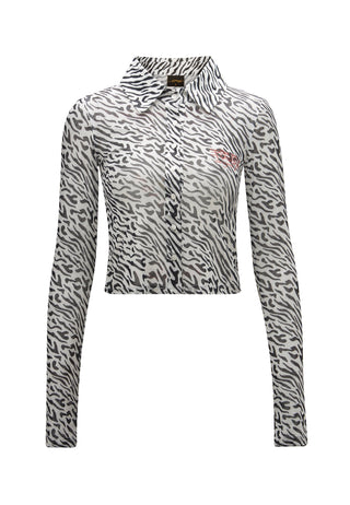 Kvinders Love-Is-Mystery Mesh Zebra Print Skjorte - Sort