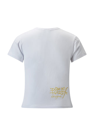 Love-Runs-Wild Baby Slash T-shirt voor dames - wit