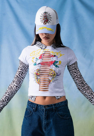 Kvinnors Love-Runs-Wild Baby Slash T-shirt - Vit