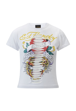 Damen Love-Runs-Wild Baby Slash T-Shirt – Weiß