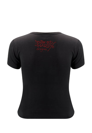 Kvinnors Love-Slowly Baby Slash T-shirt - Svart