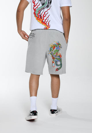 Pantaloncini da uomo in felpa Fireball Dragon - Grigio lavato