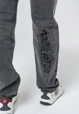 Men's Tiger Doodle Denim Pant - Washed Black