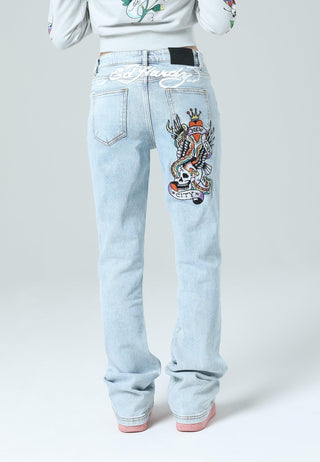 Womens New York City Bootleg Fit Denim Trousers Jeans - Bleach