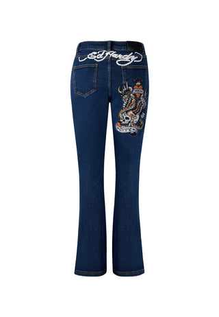 Pantalon en jean coupe bootleg New York City pour femme - Indigo