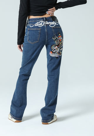 Dame New York City Bootleg Fit Denimbukser Jeans - Indigo